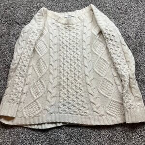 Madewell 1937 Sweater S Cream Cable Knit Crew Neck white‎ Christmas snow
